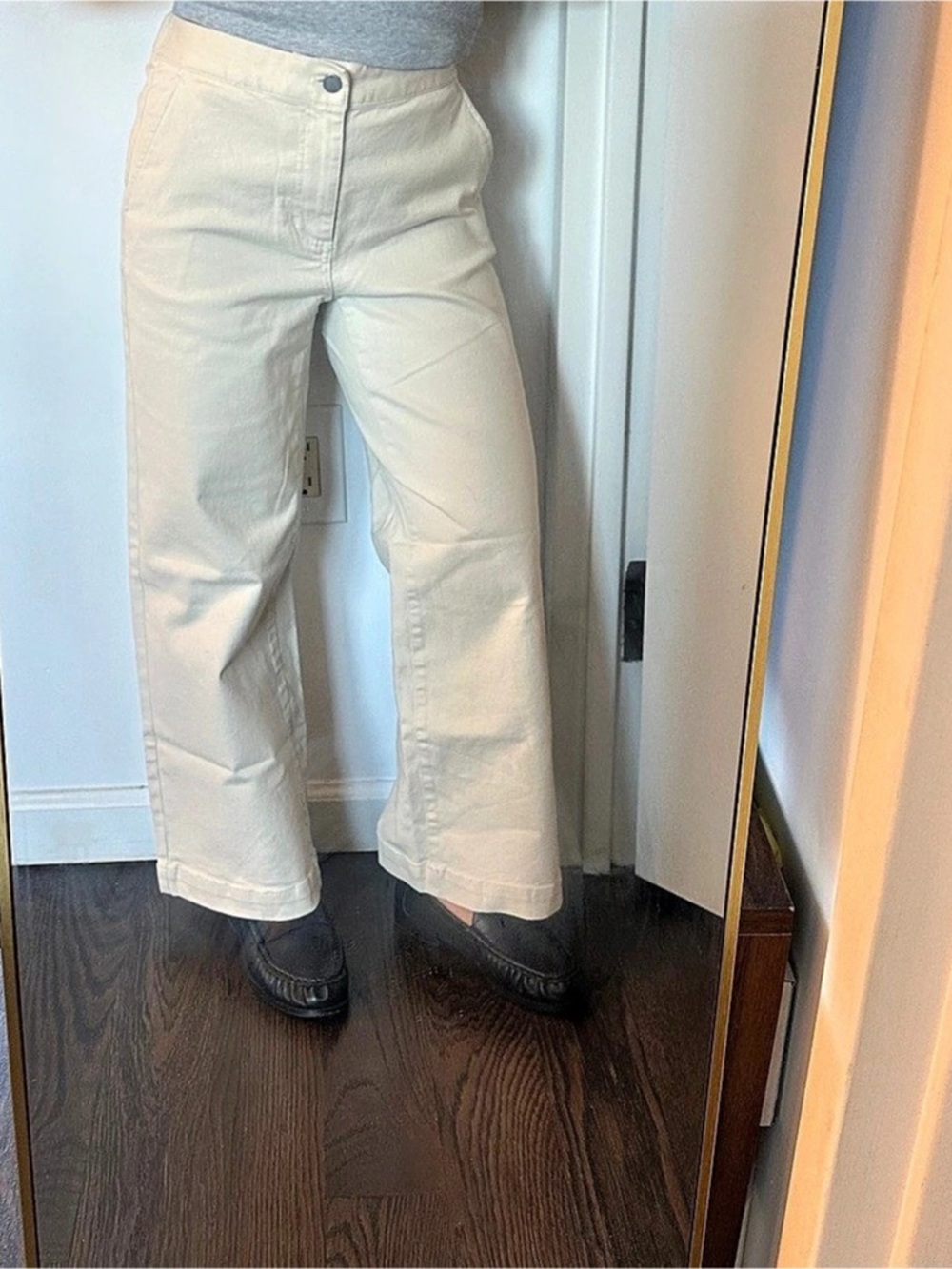 Oak + Fort Wide Leg Cropped Pants in Cream
